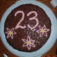 My Birthday Cake!!! 4 layer marble cake w/chocolate syrup icing. getting better everytime...my 4th cake!!!