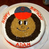 Brutus Buckeye My second cake. After doing my wilton I rainbow, I was asked to do a birthday cake for a co-workers b-day. With just the techniques learned...