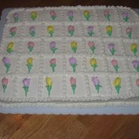 Rose Bud Cake Made this cake for my husband's monthly birthday cake at work. Chocolate cake with BC icing.