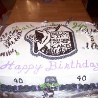 Over The Hill Cake I made 2 9X13 stoneware pan cakes and placed them side by side. I did a BCFT of the Grim reaper design I saw on this site. I learned that...