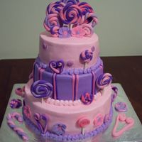 Candy! This cake was done for a 2yr old girl who is having a candy land theme party. Inspired by a cake the mom found on the internet. Confettie...