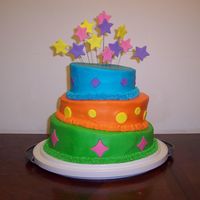 1St Topsy-Turvy This was my first attempt at topsy-turvy. This cake scared me to death.It was for 6yr old girl's b-day. She requested lots of colors...
