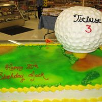 Golf Ball On Tee Golf ball on tee with full sheet cake underneath for 80th birthday. Thanks to schildwaster for all your help.