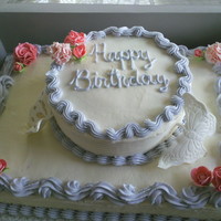 Birthday Cake For A Friend Vanilla bean cake filled with buttercream an strawberries, with gumpaste flowers an butterflies.