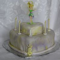 Tinker Bell Cake Tinker bell cake for my daughters birthday. First time I have tried the swirl thing with fondant. It was fun will have to try again.