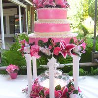 Pink Power This was a wedding cake I did for my brother wedding. His wife wanted pink and oh brother pink did she get.