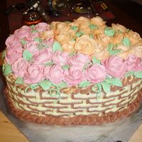 Basket Full Of Roses Blackforest cake. Fresh cream roses.