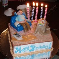 Man Sleeping On Couch BD cake for an uncle who loves to watch TV, sleep, read the newspaper (especially on the stock market), enjoys coffee and cakes.Mango cake...