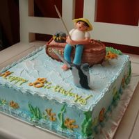 Man Fishing Birthday cake for a friend who loves fishing.