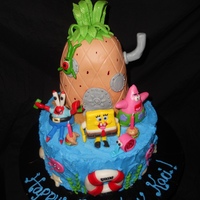 Sponge Bob Birthday Cake I made this for my daughter's 2nd birthday - she loved it! All characters are MMF. Pineapple is RKT covered in MMF.