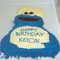 Cookie Monster I made this cake for my nephew Sesame Street theme party.Cake is vanilla with Buttercream