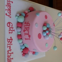 Birthday Balloons Devil's food cake with vanilla buttercream. Covered in dark chocolate ganache then fondand. All decorations from modelling paste....