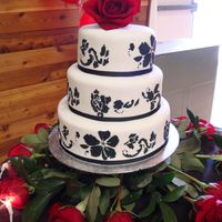 Stencilling My 1st stencilled cake using royal icing, I made the stencil myself too