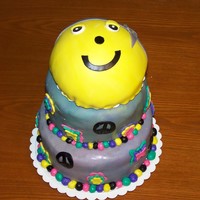 Peace Birthday Cake 8" WASC, 6" chocolate, ball pan for smiley facebuttercream, mmf