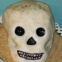 Carved Skull Cake 3D Carved Skull CakeChocolate CakeTurtle FillingChocolate ButtercreamWhite Modeling ChocolateScratched up and rubbed with chocolate...