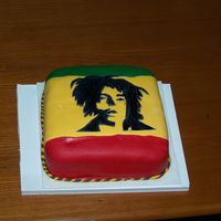 Bob Marley Birthday Cake 8" chocolate cake, chocolate filling, vanilla buttercream, mmfgumpaste silhouette