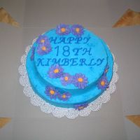 18Th Birthday I made this cake for a friend's daughter's 18th. She requested blue icing with purple flowers. The top layer was a white cake and...