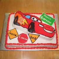 Disney's Cars Birthday Cake This is a birthday cake I made for my niece's boys. One has twins. They all turn 2 in October. the cakes are white with buttercream...