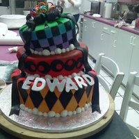 Mad Hatter 3 tier mad hatter all fondant. They wanted colorful... that's what they got.