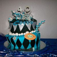 Bday Madhatter My BIL 40th bday. 10/11" and 8/9" tiers stacked. fondant covered and gumpaste and fondant decorations.
