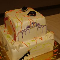 Bugsy Malone Cast Party Cake I made this cake for the closing night party when my daughter starred in Bugsy Malone. All the side panels are gumpaste and hand painted on...