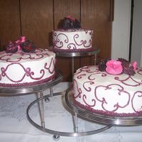 80Th Birthday Cake This was for a lady at my mom's church who was turning 80. The cakes were chocolate and white with italian buttercream icing. This was...