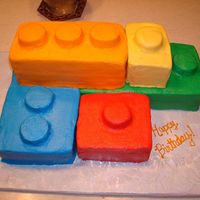 Giant Lego Birthday Cake Last minute decision on this cake, and I didnt have any fondant ....did the best I could with buttercream. It came out ok.