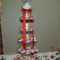 Wedding Cupcake Tower wedding cupcakes I made for SIL's wedding. Chocolate fudge, strawberry and red velvet with cream cheese filling. Buttercream icing. I...