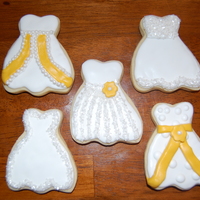 Sarah's Wedding Dress Cookies NFSC with Antonio74's RI. Fondant and pearlized sprinkle accents.