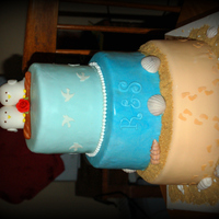 Sand Water Air Client wanted sand water air beach cake . Only request was to have footprints in the sand. I did end up adding fish to the water tier (...