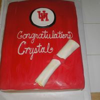 U Of H Grad Cake University of Houston Graduation Cake, red fondant- satin ice- luster dust