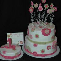 Flowers Cake to match invitation for a 1st bday. Thanks for looking.