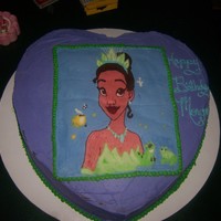 Princess And The Frog 8th birthday cake for my dd! Chocolate cake filled with chocolate chips and raspberry filling. First time trying the FBT. TFL