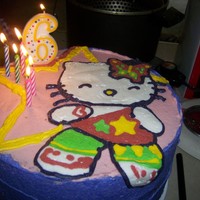 Hello Kitty 6th Bday cake for my dd! Vanilla cake with vanilla BC.