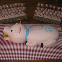 Hog Roast easy pig cake. Red velvet covered with MMF.