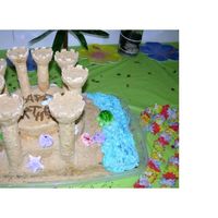Sand Castle Cake For a 50th birthday graham crackers, buttercream icing and fondant animals