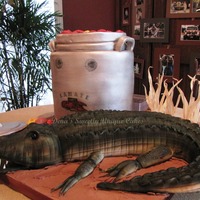 Gator Cake And Crawfish Pot Wasn't sure if this went under animal or food! lol I make alligator cakes all the time but they usually look much cuter than this guy...