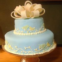 Blue Bird Baby Shower This is my version of Helipops pretty green baby shower cake. (Hers was better) I used storebought fondant for the 1st time. It's so...