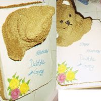3D Cuddly Teddy Bear Marble Cake with Dawn's ButterCream Frosting - My hubby's boss paid for the ingredients and I got some more practice at cakes it...
