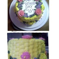 Basket Of Flowers For Mom BC Bake'n'Fill Pan - Lemon Pudding Filled Strawberry Cake with Lemon Butter Cream Frosting - This is the first basket weave cake...