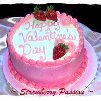 Strawberry Passion Strawberry cake with strawberry cream filling and fresh sliced strawberries. Vanilla Almond Buttercream icing. I sold quite a few of these...