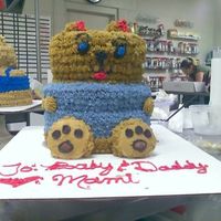 1St 3D Bear Cake I think this came out pretty good for my 1st time doing a 3D cake!!! It was pretty time consuming though... The pipping took a REALLY long...