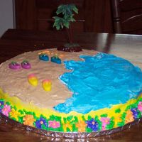 Flip Flops On The Beach this is a 16 inch cake all buttercream except the flip flops where candles and the palm tree was a topper