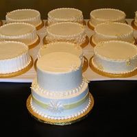 Table Cakes With Bride's Cake This is what happens when you offer to make the cake for your cousin's casual outdoor backyard wedding reception. Not one, but 15...