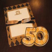 50Th Birthday Favor Cookies Cookie favors ( before wrapping) with the invition they were inspired by.