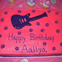 Aaliya's Birthday Cake I made this cake for a friend's daughter's birthday. She had a Hannah Montana theme and wanted me to do a cake with a guitar on...