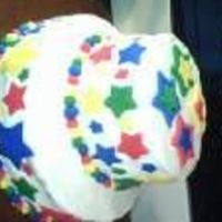 Jacob's 3Rd Bday Cake White Cake with buttercream icing and fondant stars. Sorry that the pic is sideways, I didn't know how to fix it. This is my second...