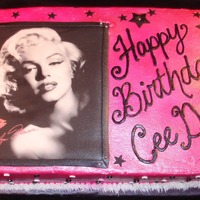 Marilyn airbrushed buttercream, edible image, fondant stars