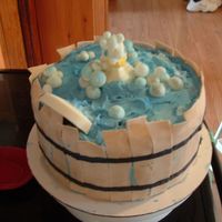 Bubble-Ducky A non specific baby shower cake. A wash basin w/fondant bubbles and solid white chocolate bubble-ducky as we call it swimming in the middle...