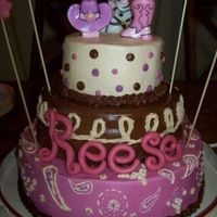 Cowgirl Cake Chocolate Strawberry, Vanilla cake with buttercream icing and fondant letters